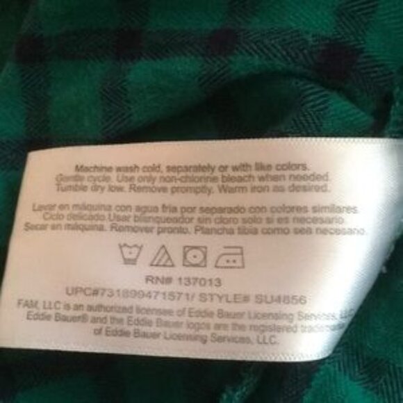 Eddie Bauer Green & Blue Windowpane Button Down Flannel Shirt - Picture 10 of 11
